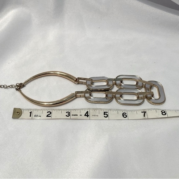 Vintage Gold Metal Chain Mirror Statement Necklace - Picture 9 of 10
